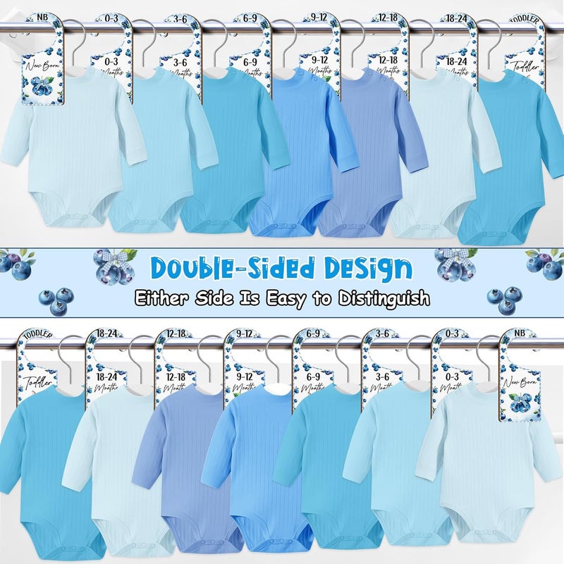 CORNER LACE Baby Closet Dividers 8PCS, Blueberry Themed Wooden Double-Sided Clothes Size Hanger/Organizer from Newborn to Toddler for Nursery Decor Baby Shower Birthday Gender Reveal Party Gift - Image 2